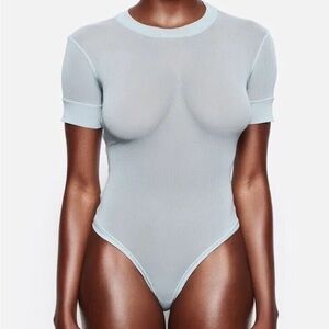 NWT SKIMS Summer Mesh T-Shirt Bodysuit Sheer, Sky, Women’s 3X